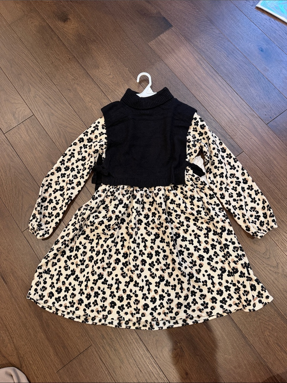 Tahari Girls Black & Cream Floral Layered Dress Set Size 8 NWT - C72-053
